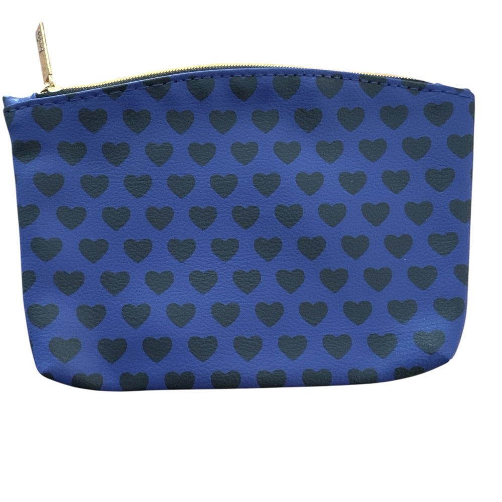Ipsy Glam Bag Purple Black Heart Pattern Women's Makeup Essentials Pouch